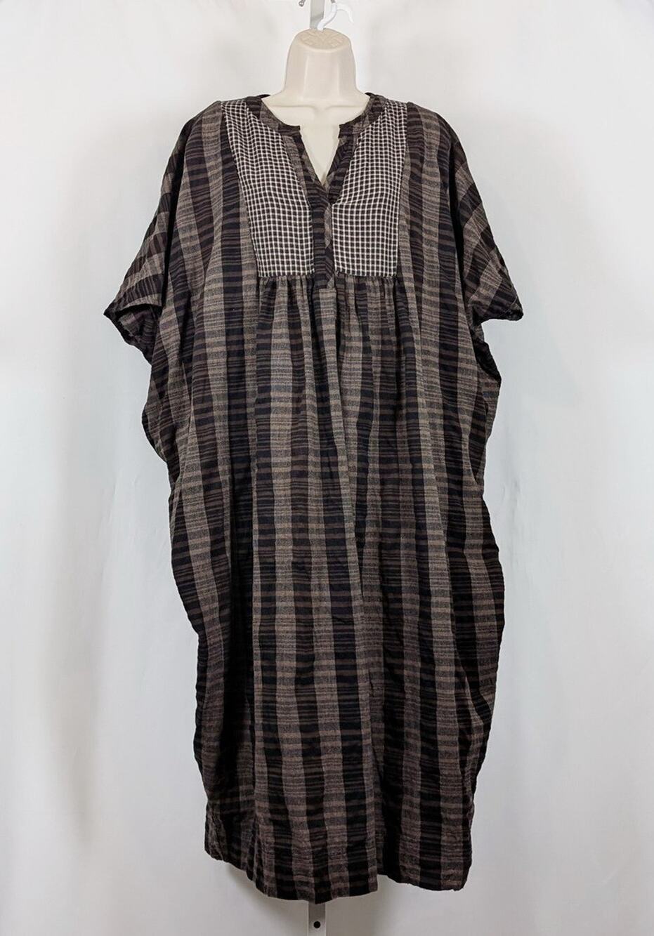 Amente Easy Dress Pullover Cotton Linen Blend Coco/Brown Women's Size XS/S
